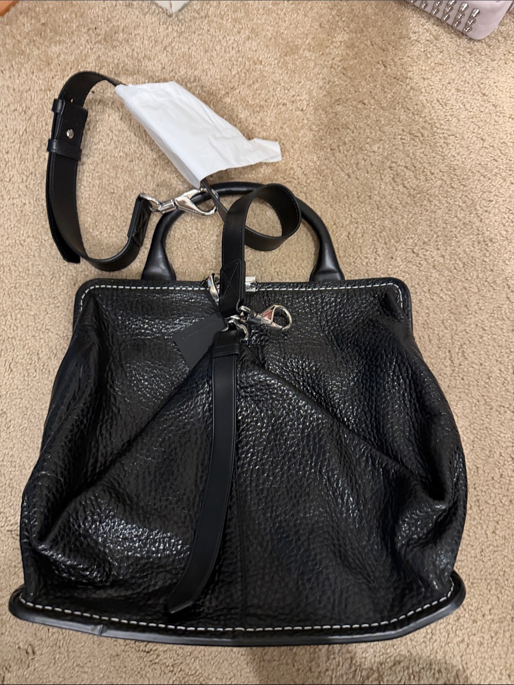 Alexander Wang Black Leather Top-Handle Women’s Bag with Detachable Strap